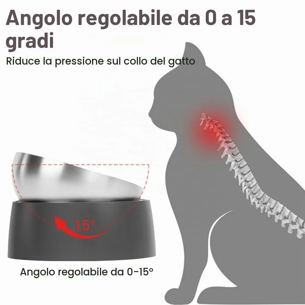 Alaoo Ciotole per Gatti, Ciotola per Gatti in Acciaio Inox - immagine 5