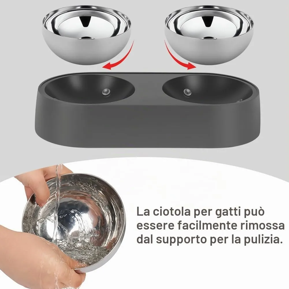 Alaoo Ciotole per Gatti, Ciotola per Gatti in Acciaio Inox - immagine 6