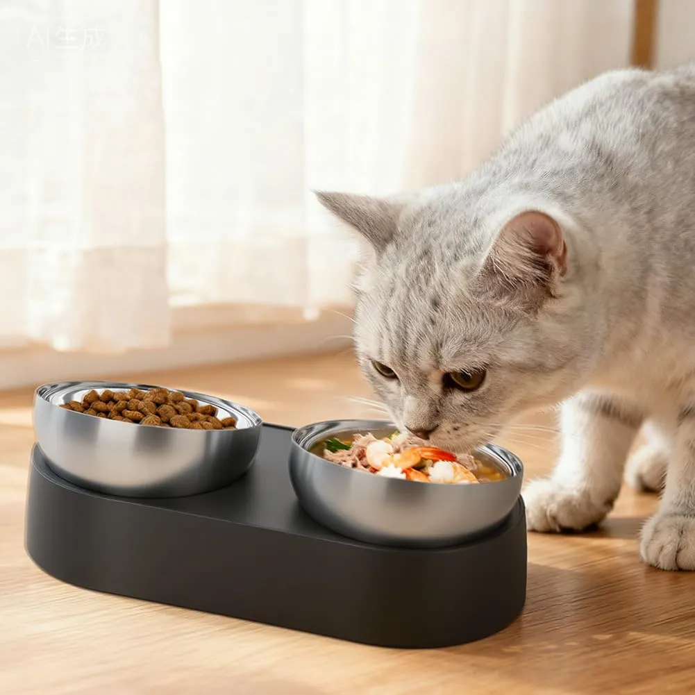 Alaoo Ciotole per Gatti, Ciotola per Gatti in Acciaio Inox - immagine 7