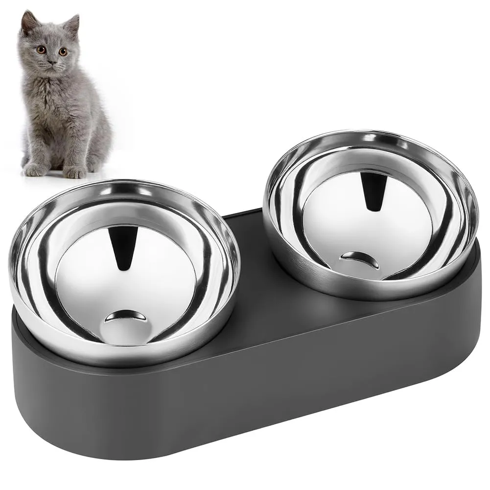 Alaoo Ciotole per Gatti, Ciotola per Gatti in Acciaio Inox - immagine 9