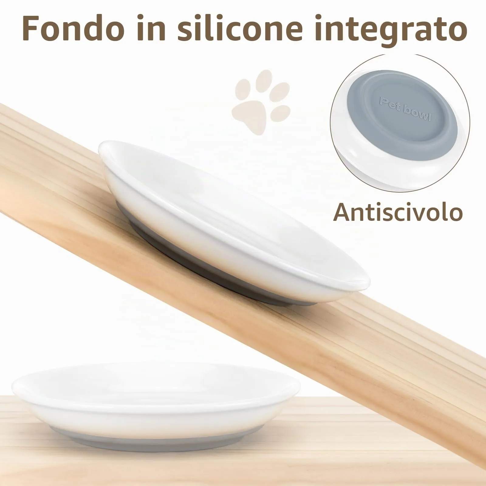 Alitree 6 Pezzi Ciotole per Gatti in Ceramica, Ciotola Gatti con Base - immagine 3