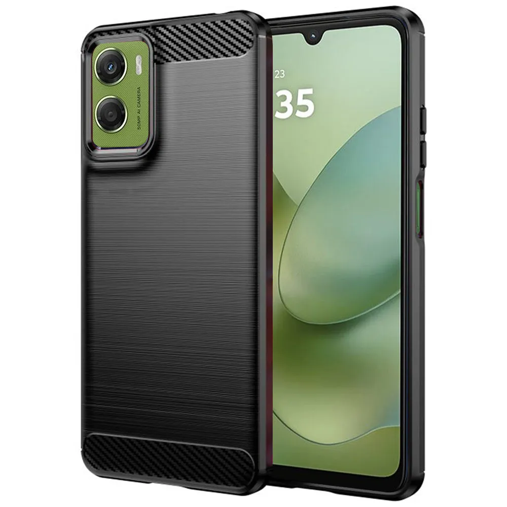 Custodia per Motorola Moto G06 Power / G06, Techsuit, Carbonio, Nera - immagine 1