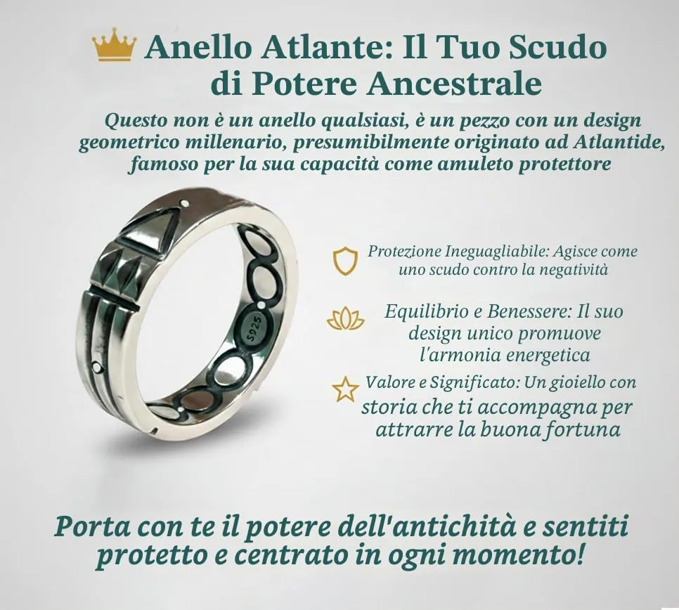 Only faith Anello Atlante originale in argento sterling 925, geometria sacra, amuleto di protezione, gioielli artigianali, taglie 5-12, Disponible En Tallas 5 A 12, Argento, Agata - immagine 4