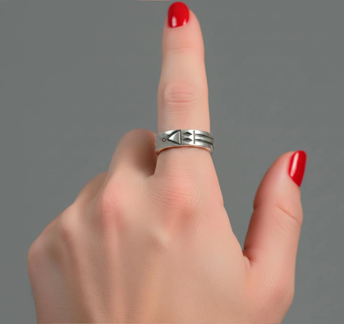 Only faith Anello Atlante originale in argento sterling 925, geometria sacra, amuleto di protezione, gioielli artigianali, taglie 5-12, Disponible En Tallas 5 A 12, Argento, Agata - immagine 2