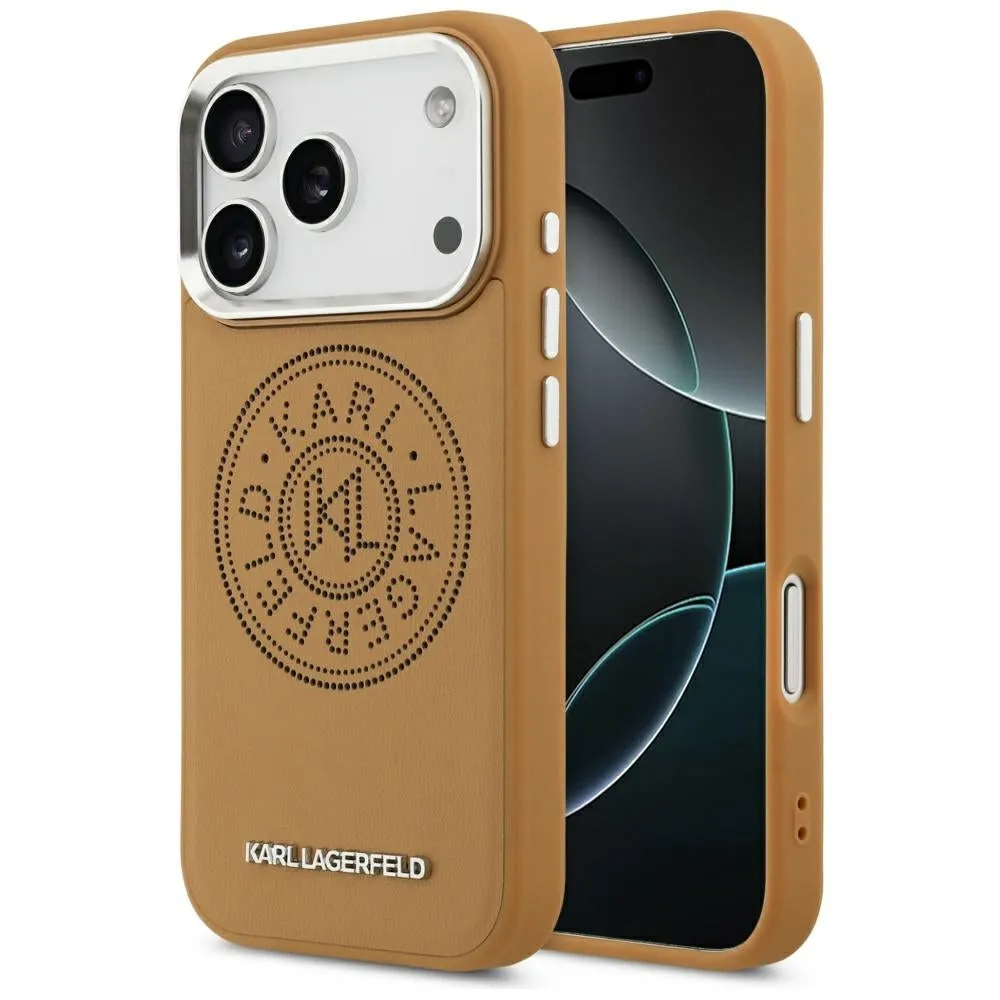 Custodia MagSafe per Apple iPhone 17 Pro Max, Karl Lagerfeld, Point & Metal Logo, Marrone - immagine 1