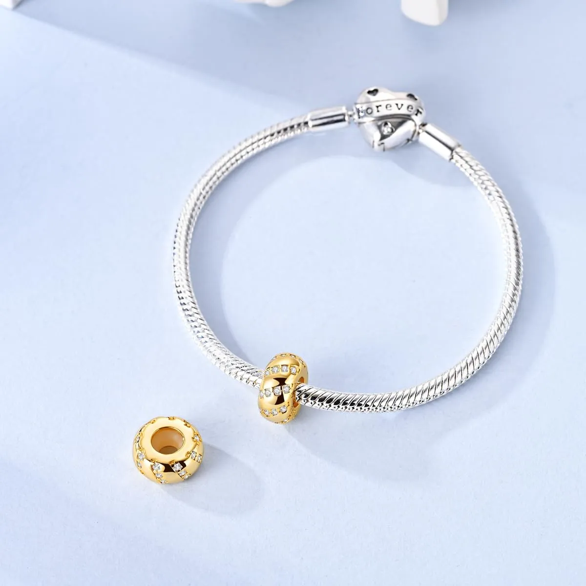 QIKAOLA Ciondolo Bead Charm Perline in argento sterling S925 per bracciali e collane europee per donne - immagine 4