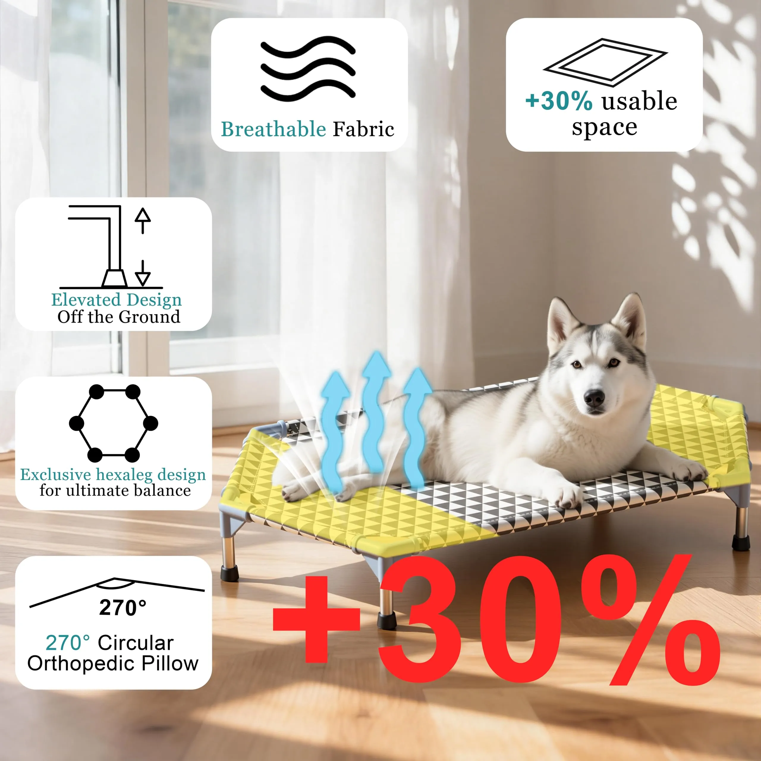Kuntrust - Letto rialzato da esterno per cani (6 lati, M, triangolo) - immagine 2
