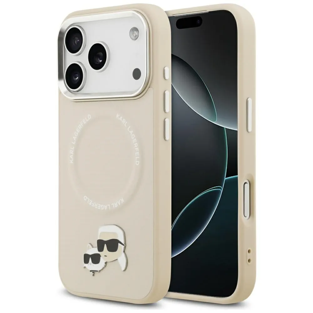 Custodia MagSafe per Apple iPhone 17 Pro Max, Karl Lagerfeld, Karl & Choupette Pins, Beige - immagine 1