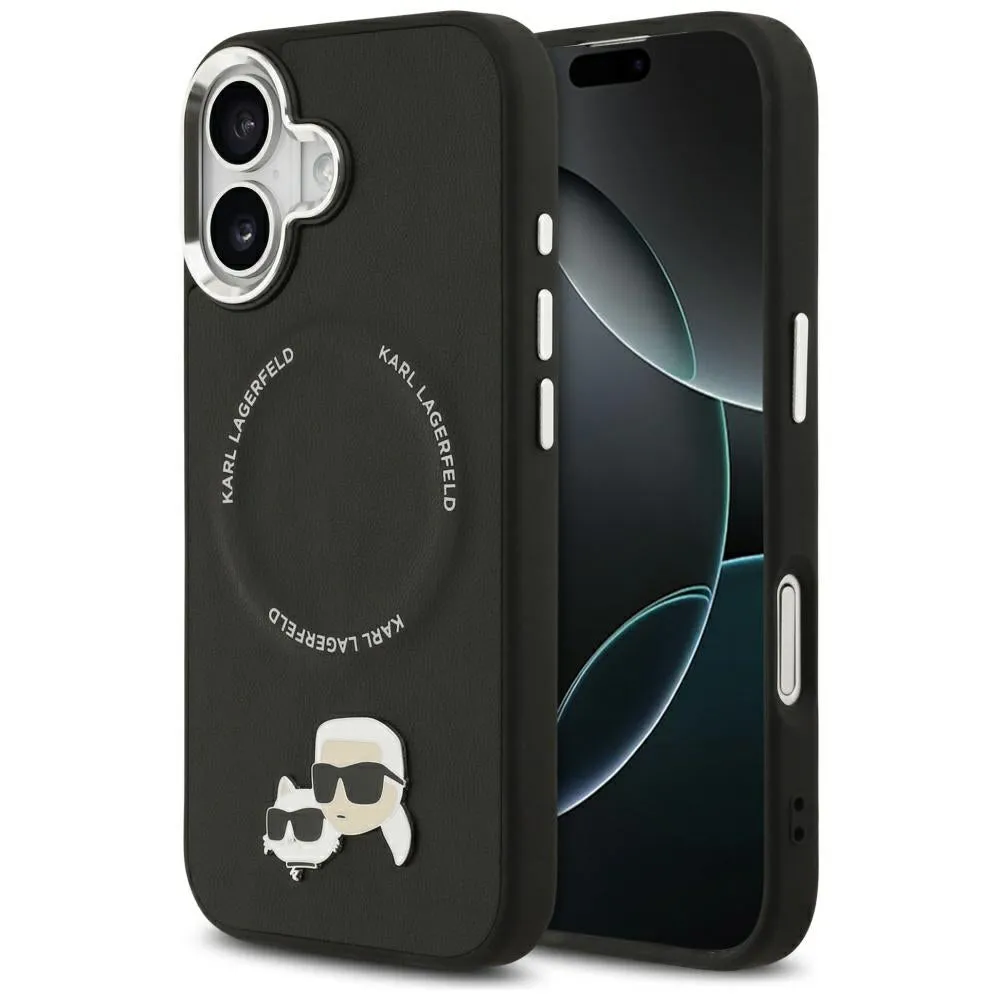 Custodia MagSafe per Apple iPhone 17, Karl Lagerfeld, Karl & Choupette Pins, Nera - immagine 1