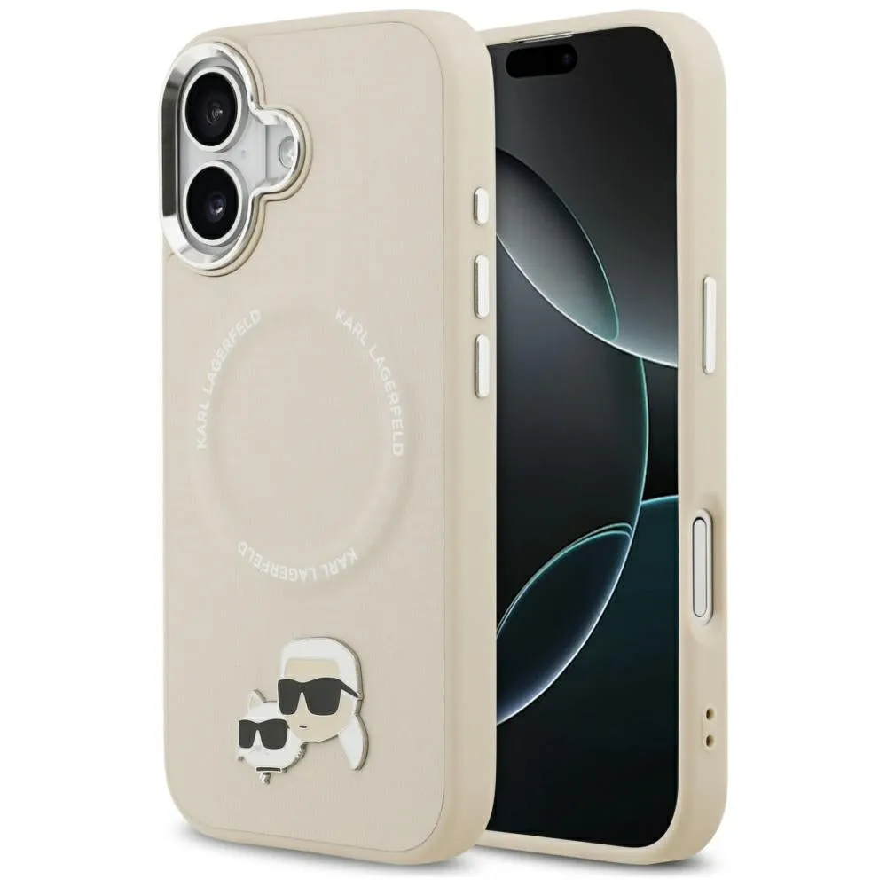 Custodia MagSafe per Apple iPhone 17, Karl Lagerfeld, Karl & Choupette Pins, Beige - immagine 1