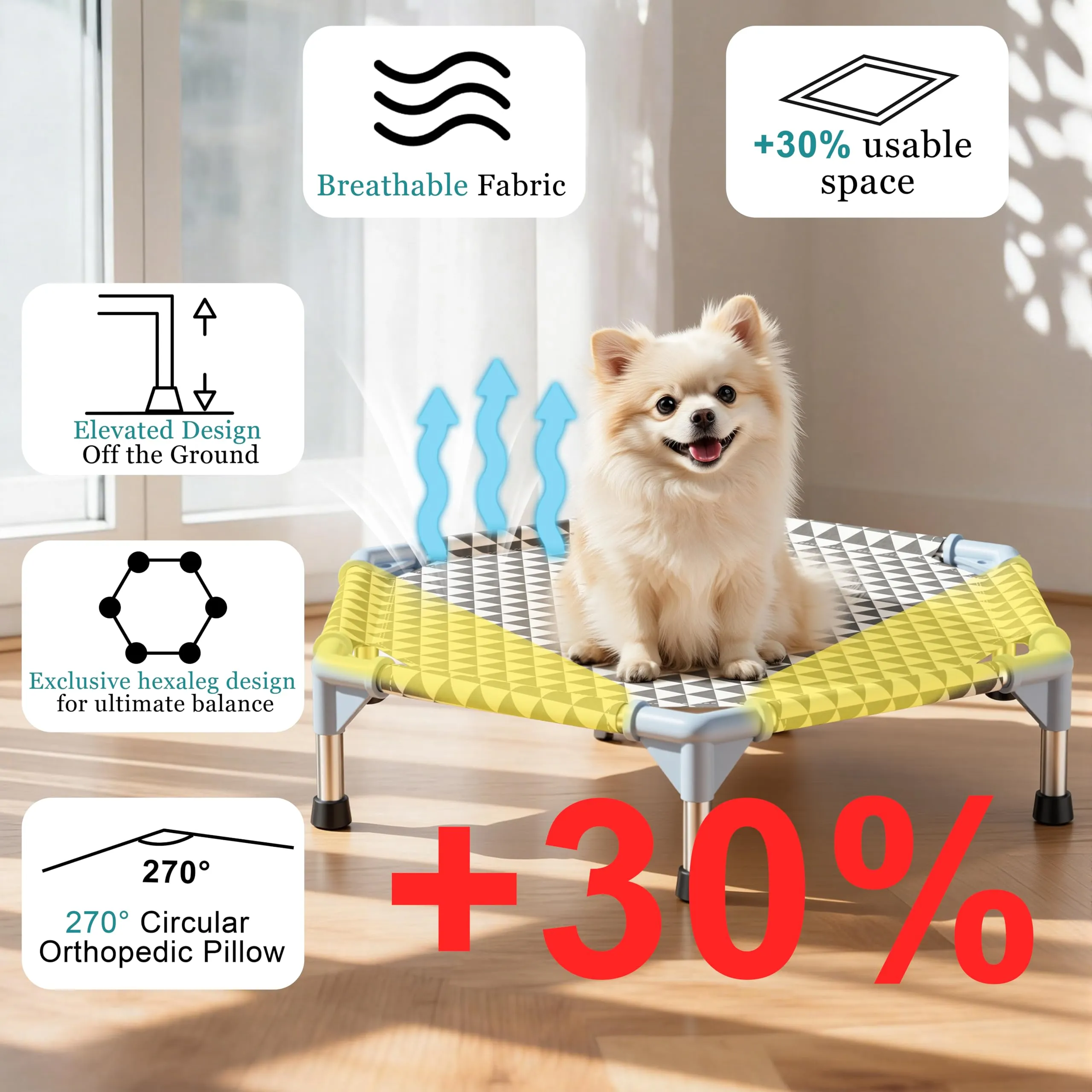 Kuntrust - Letto rialzato da esterno per cani (6 lati, S, triangolo) - immagine 2