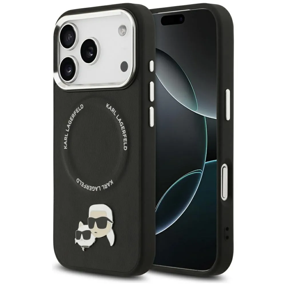 Custodia MagSafe per Apple iPhone 17 Pro, Karl Lagerfeld, Karl & Choupette Pins, Nera - immagine 1