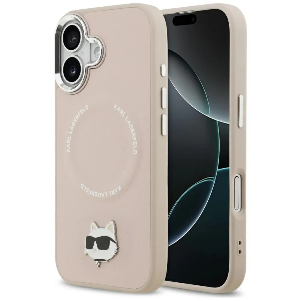 Custodia MagSafe per Apple iPhone 17, Karl Lagerfeld, Choupette Pin, Rosa - immagine 1