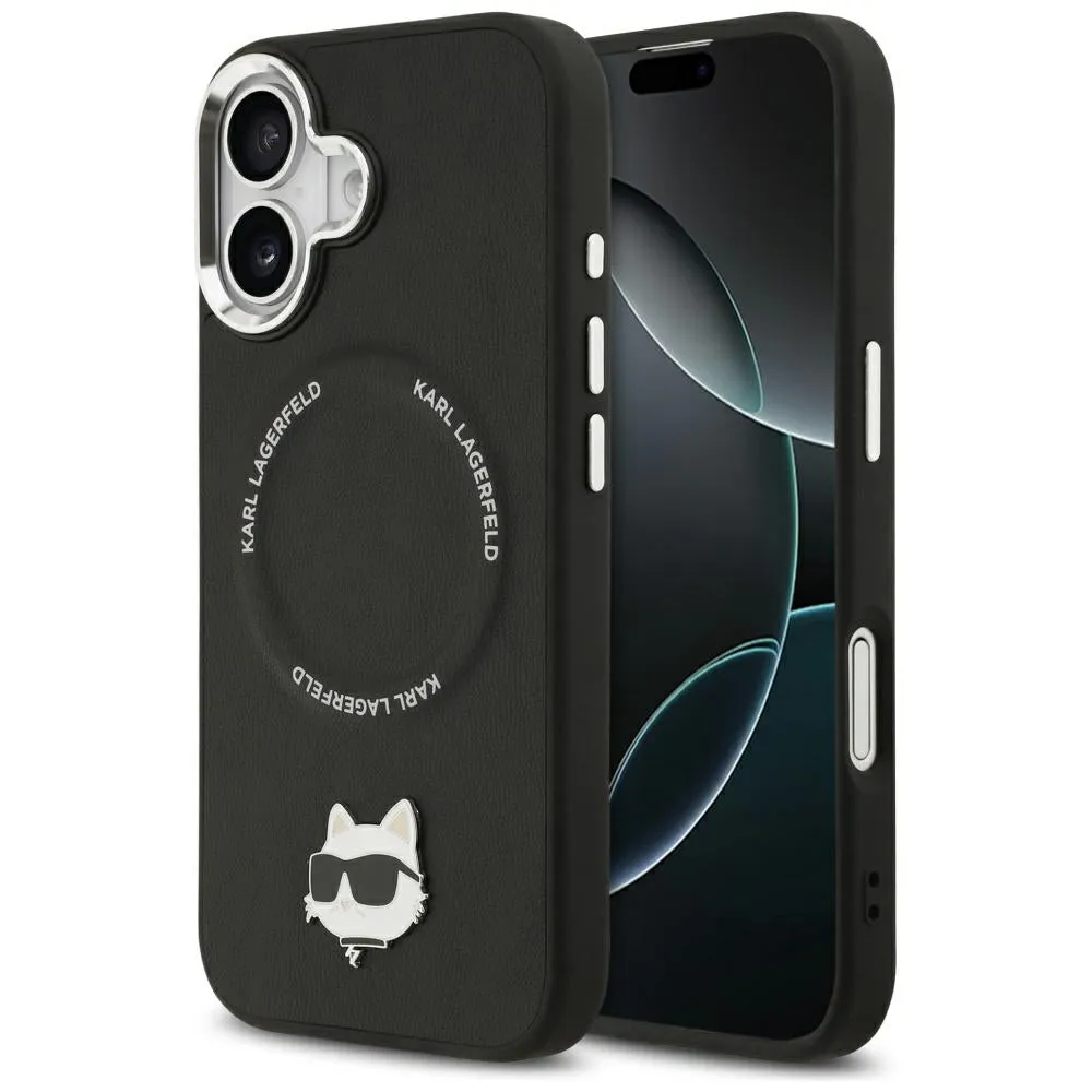 Custodia MagSafe per Apple iPhone 17, Karl Lagerfeld, Choupette Pin, Nera - immagine 1