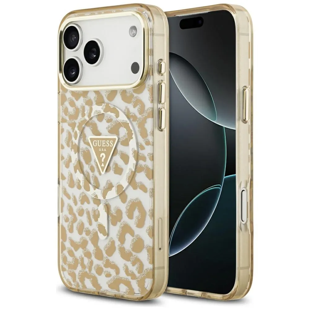 Custodia MagSafe per Apple iPhone 17 Pro Max, Guess, Leopard Glitter, Marrone - immagine 1