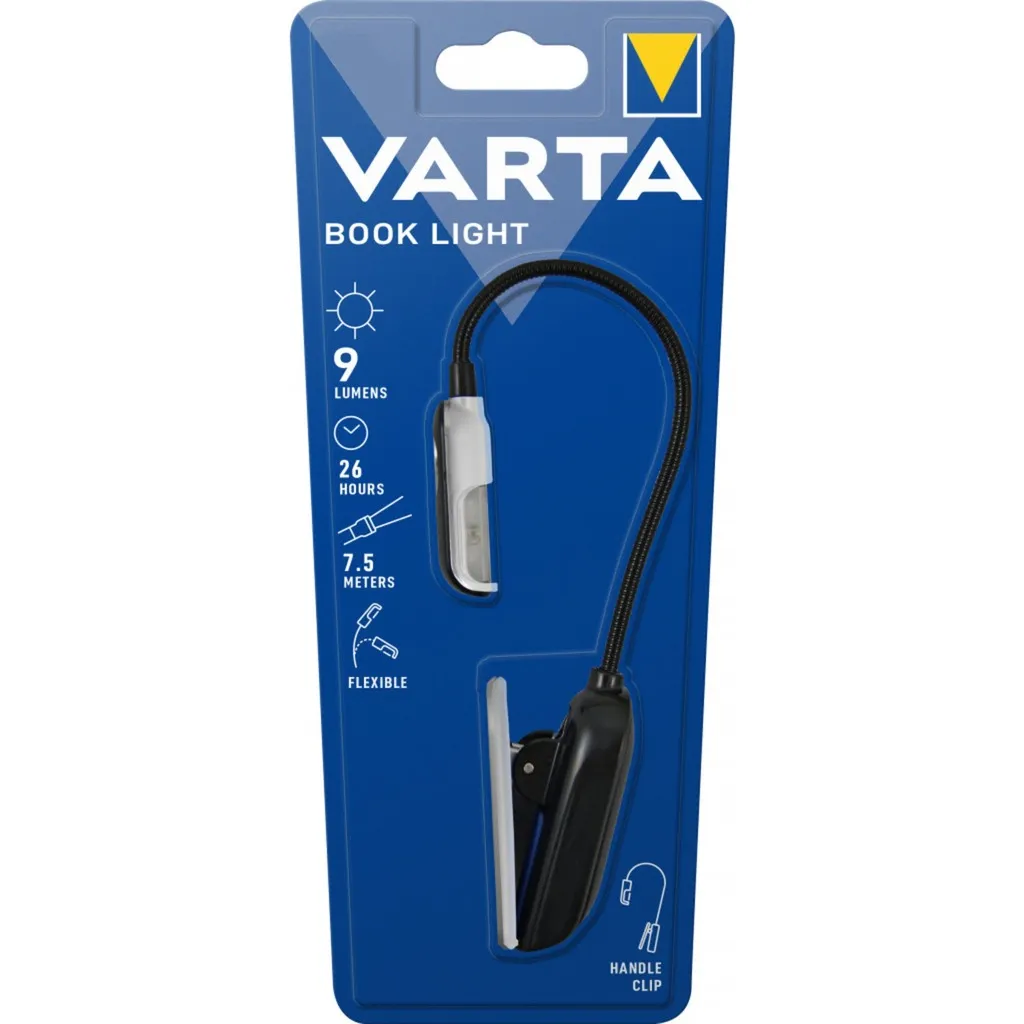 Book Light (incl. 2x CR2032 Celle a bottone, con impugnatura a clip e collo flessibile) argento/nero, luce a clip, Luce LED - immagine 1