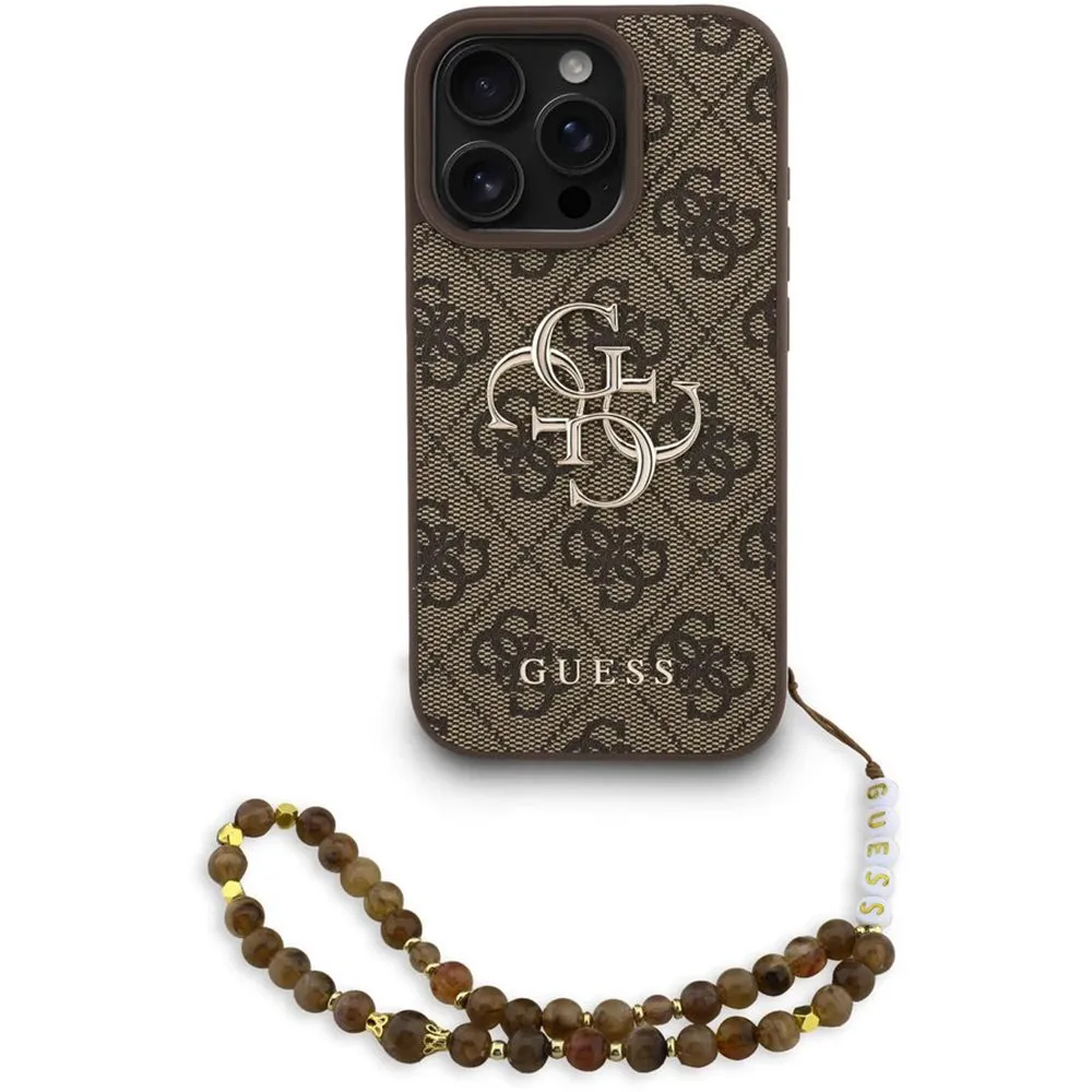 Custodia per Apple iPhone 16 Pro Max, Guess, 4G Classic Logo con Cinturino, Marrone - immagine 1