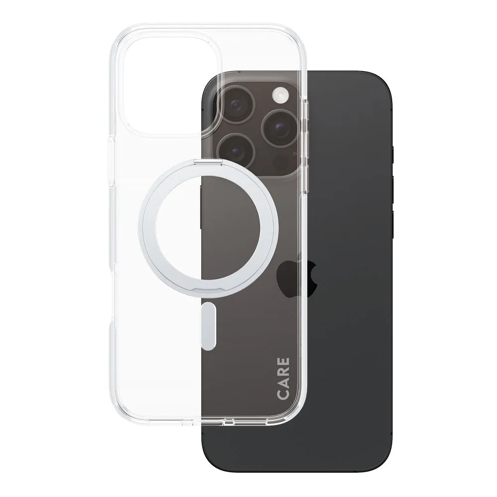 Custodia MagSafe per Apple iPhone 16 Pro Max, PanzerGlass, con Supporto Kickstand, Trasparente Argentata - immagine 1