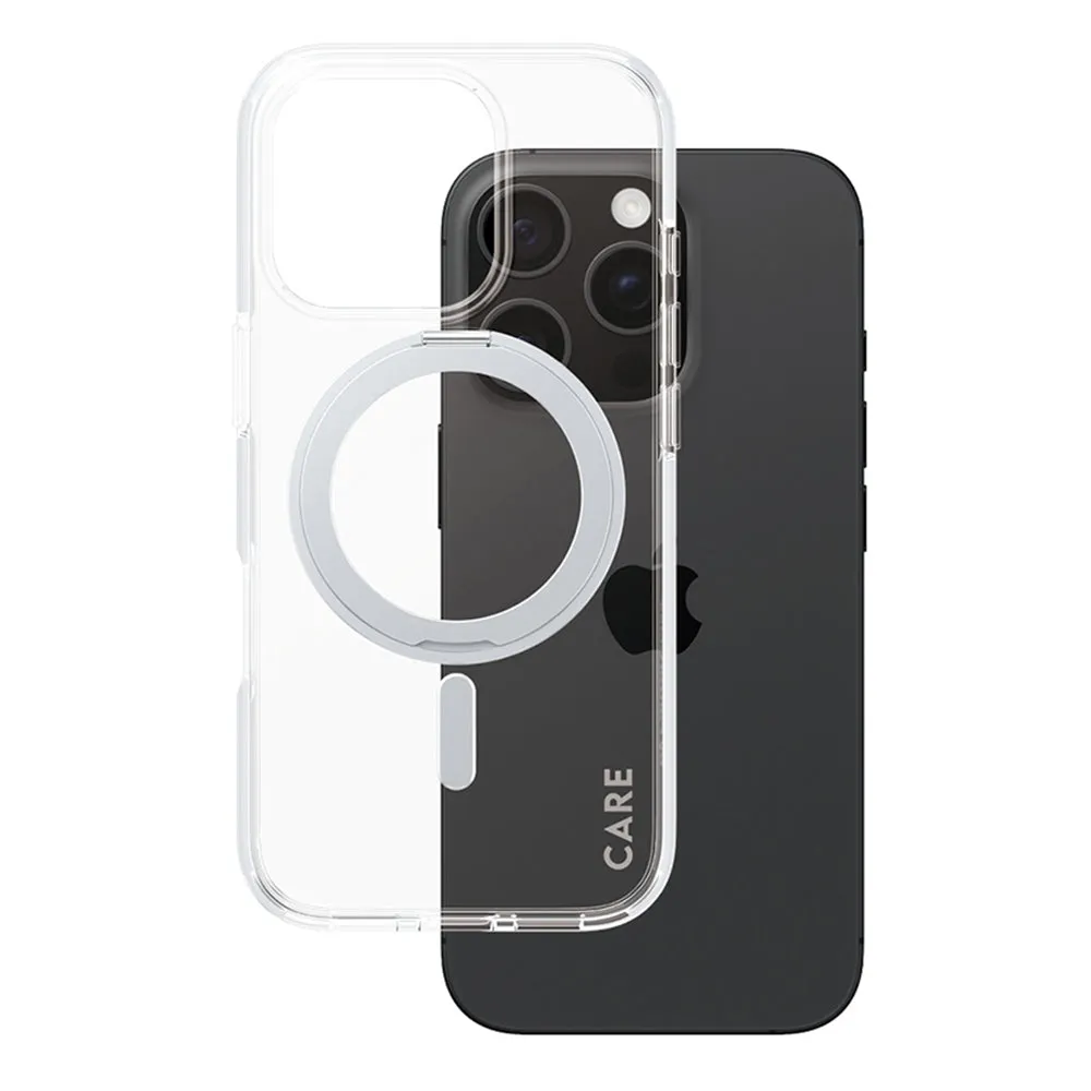 Custodia MagSafe per Apple iPhone 16 Pro, PanzerGlass, con Supporto Kickstand, Trasparente Argentata - immagine 1