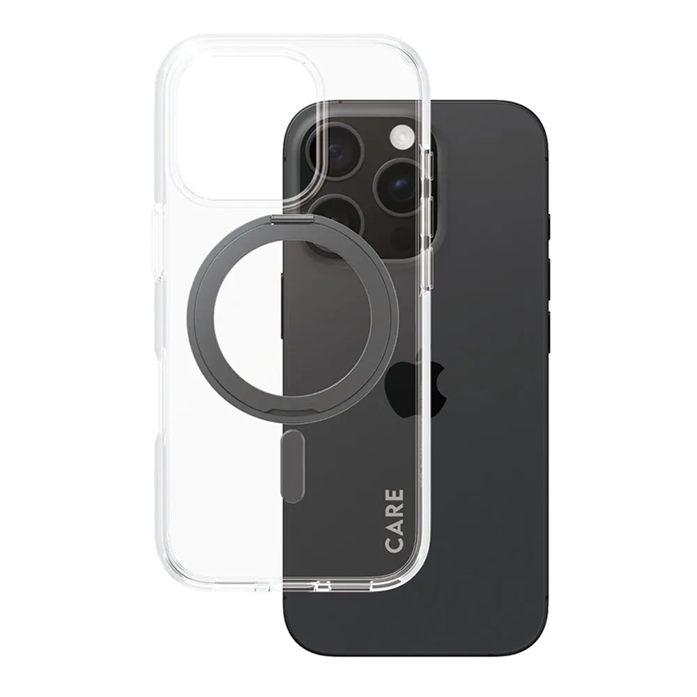 Custodia MagSafe per Apple iPhone 16 Pro, PanzerGlass, con Supporto Kickstand, Trasparente Nera - immagine 1