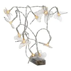 Filo Bianco 10 luci - LED Bianco caldo (1,35 + 0,3 mt) Farfalle Luce fissa IP20 D4127 - immagine 1