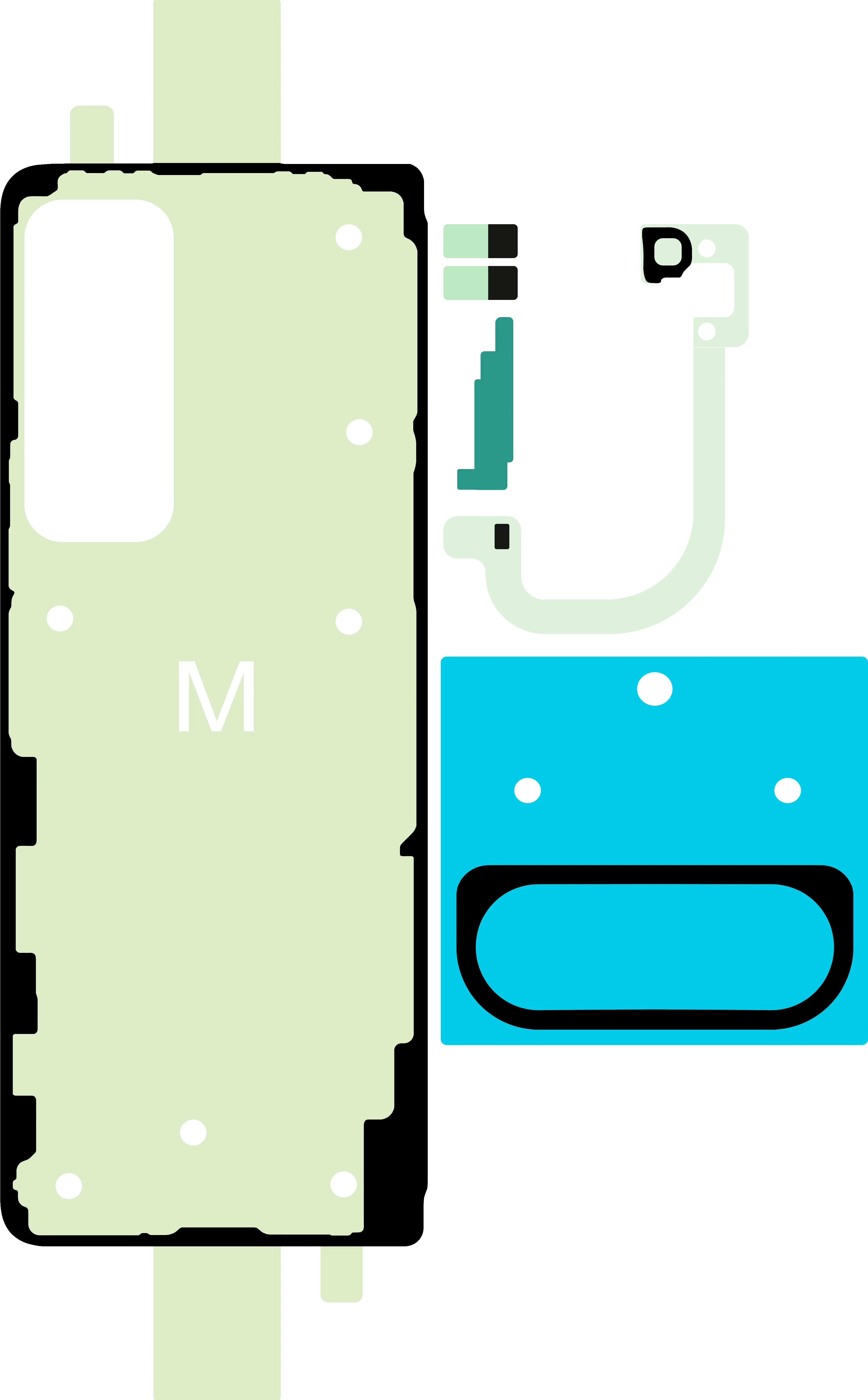 Kit Adesivo Coperchio Batteria Samsung Galaxy Z Fold5 F946, Service Pack GH81-24686A - immagine 1