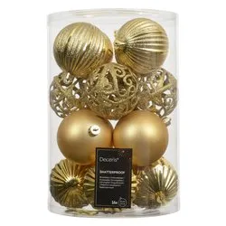 Set palline albero Natale (16pz-8cm) Plastica Gold 9028342 - immagine 1