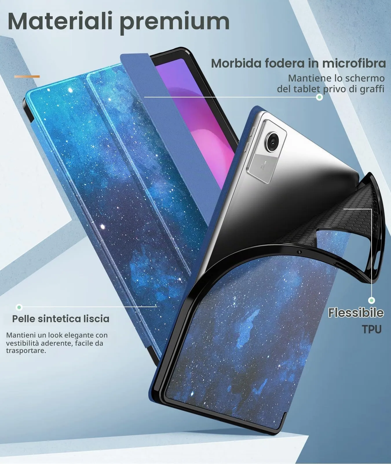 MoKo Cover per Lenovo Idea Tab 11 2025 con Porta Penna, CieloStellatoBlu | Custodia per TB-336ZU TB-336FU, Trifold Stand Case, Auto Sveglia/Sonno, Cover Protettiva in Pelle PU per Lenovo Idea Tab 11 in - immagine 3