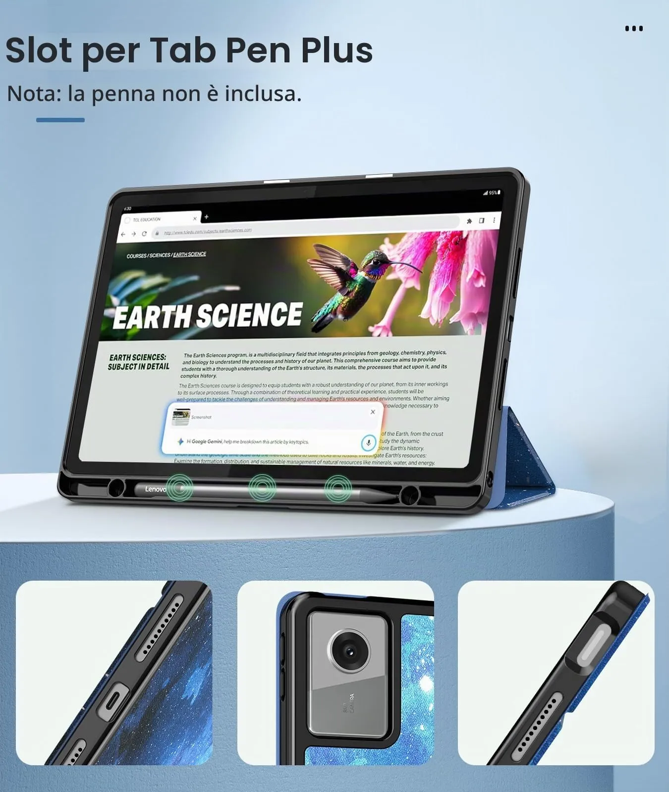 MoKo Cover per Lenovo Idea Tab 11 2025 con Porta Penna, CieloStellatoBlu | Custodia per TB-336ZU TB-336FU, Trifold Stand Case, Auto Sveglia/Sonno, Cover Protettiva in Pelle PU per Lenovo Idea Tab 11 in - immagine 4
