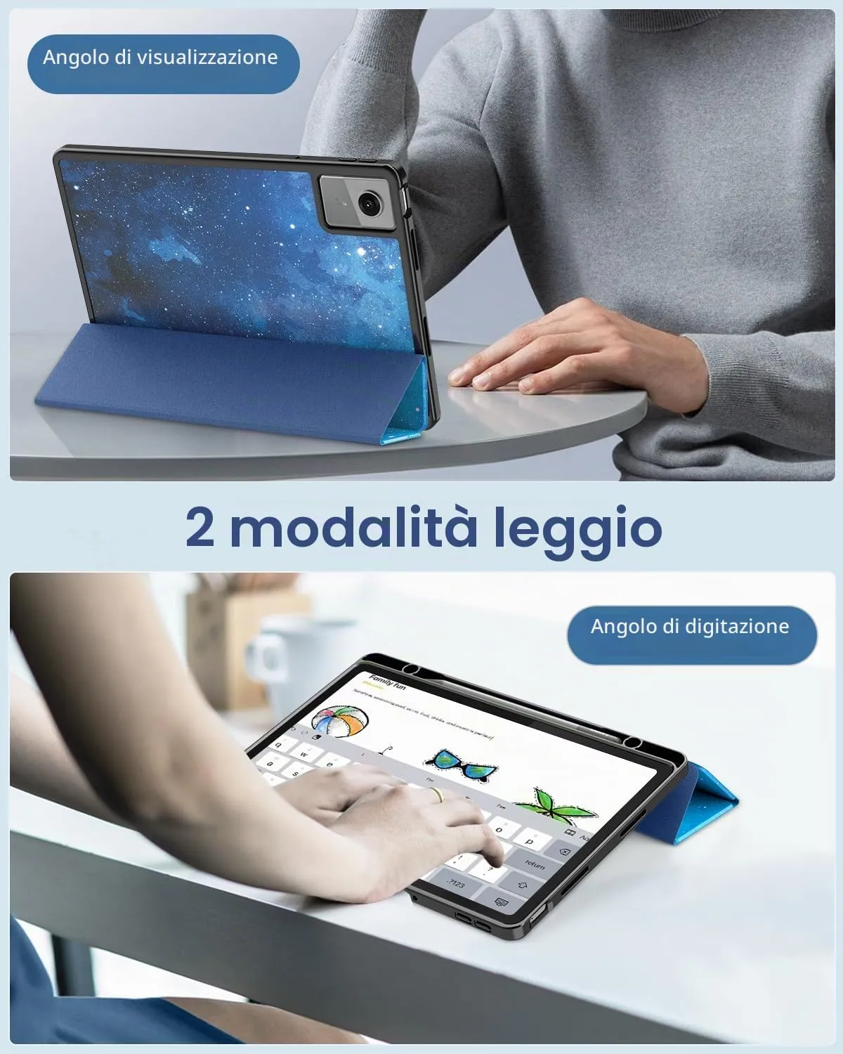 MoKo Cover per Lenovo Idea Tab 11 2025 con Porta Penna, CieloStellatoBlu | Custodia per TB-336ZU TB-336FU, Trifold Stand Case, Auto Sveglia/Sonno, Cover Protettiva in Pelle PU per Lenovo Idea Tab 11 in - immagine 6