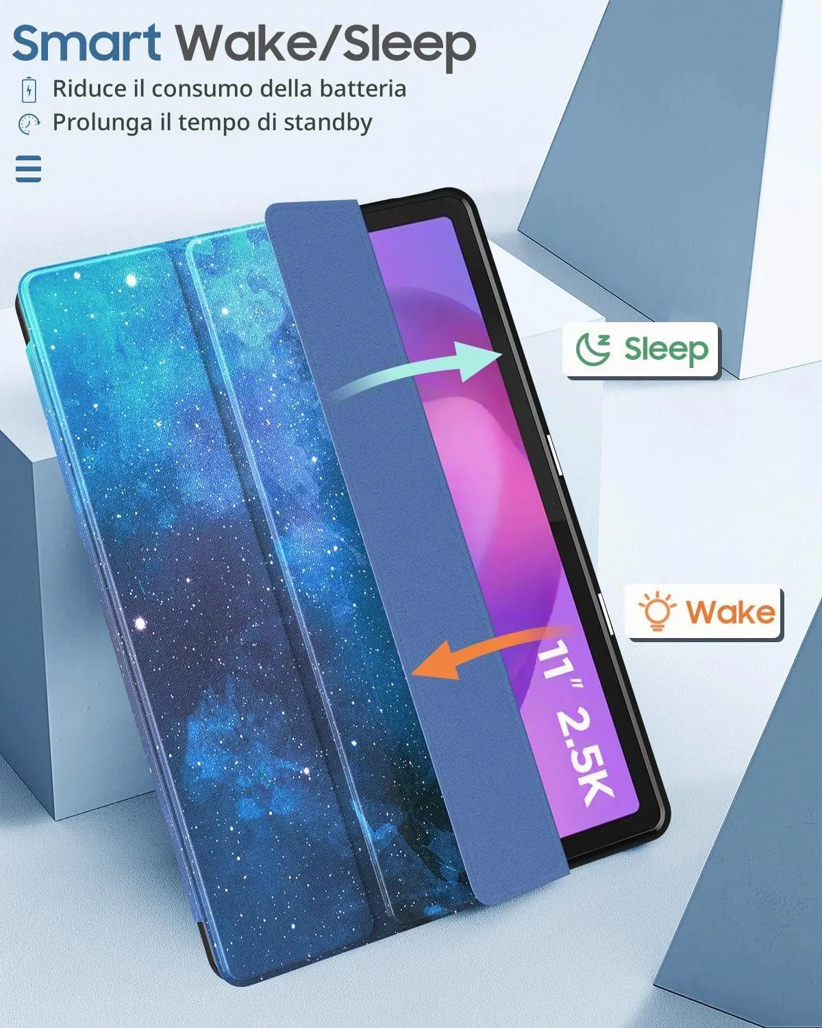 MoKo Cover per Lenovo Idea Tab 11 2025 con Porta Penna, CieloStellatoBlu | Custodia per TB-336ZU TB-336FU, Trifold Stand Case, Auto Sveglia/Sonno, Cover Protettiva in Pelle PU per Lenovo Idea Tab 11 in - immagine 7