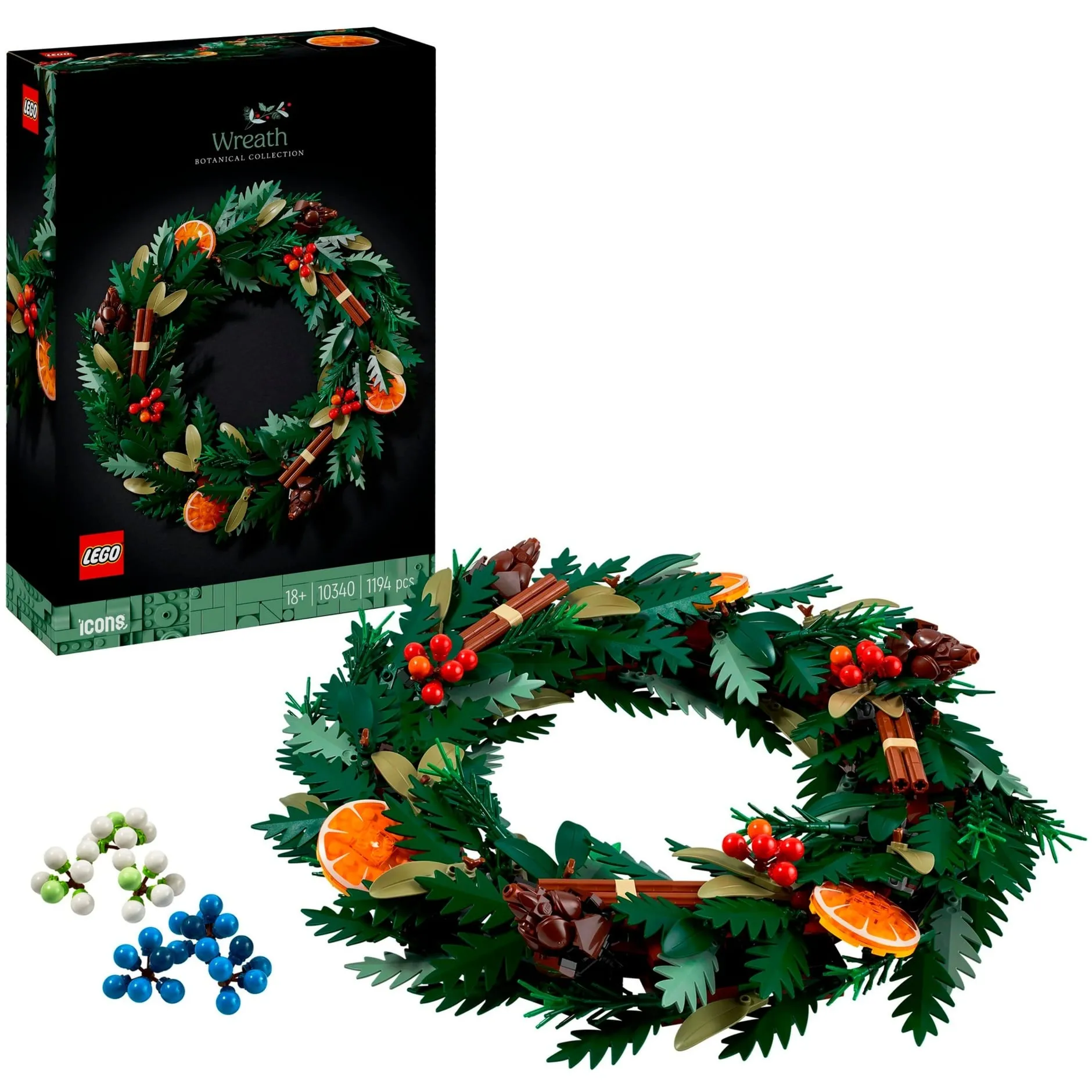 Botanicals 10340 Ghirlanda Decorazione Natalizia, Corona da Parete o da Tavola, Regalo di Natale per Adulti, Donna o Uomo, Giochi di costruzione - immagine 1