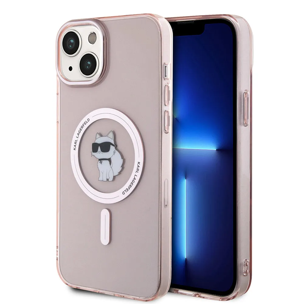 Custodia MagSafe per Apple iPhone 15 Plus / 14 Plus, Karl Lagerfeld, IML Choupette, Rosa - immagine 1
