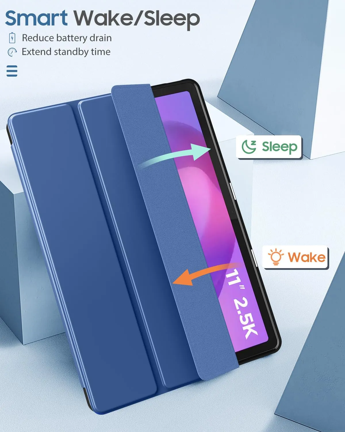 MoKo Cover per Lenovo Idea Tab 11 2025 con Porta Penna, Blu Marino | Custodia per TB-336ZU TB-336FU, Trifold Stand Case, Auto Sveglia/Sonno, Cover Protettiva in Pelle PU per Lenovo Idea Tab 11 in - immagine 7