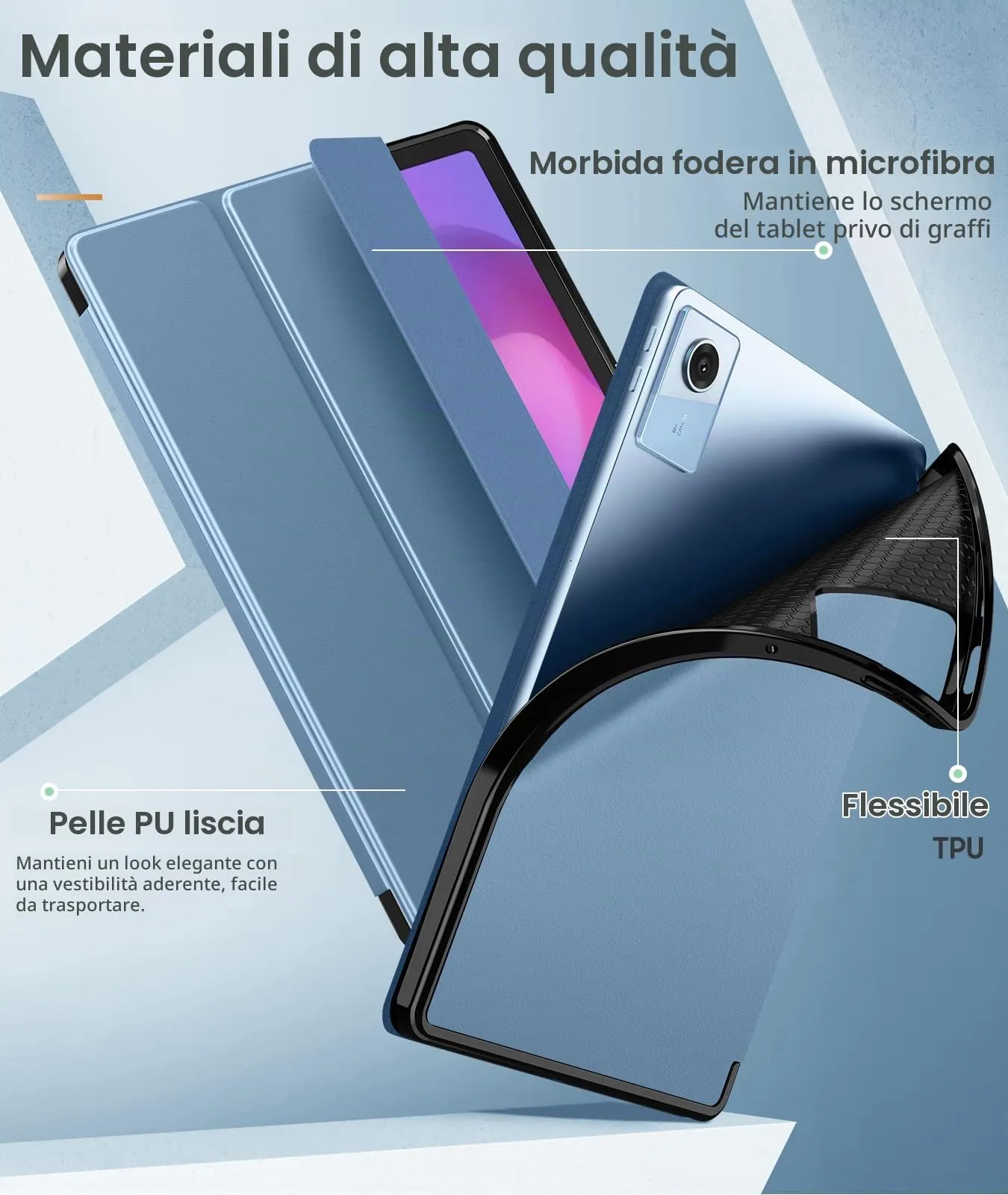 MoKo Cover per Lenovo Idea Tab 11 2025 con Porta Penna, Polar Blue - immagine 3