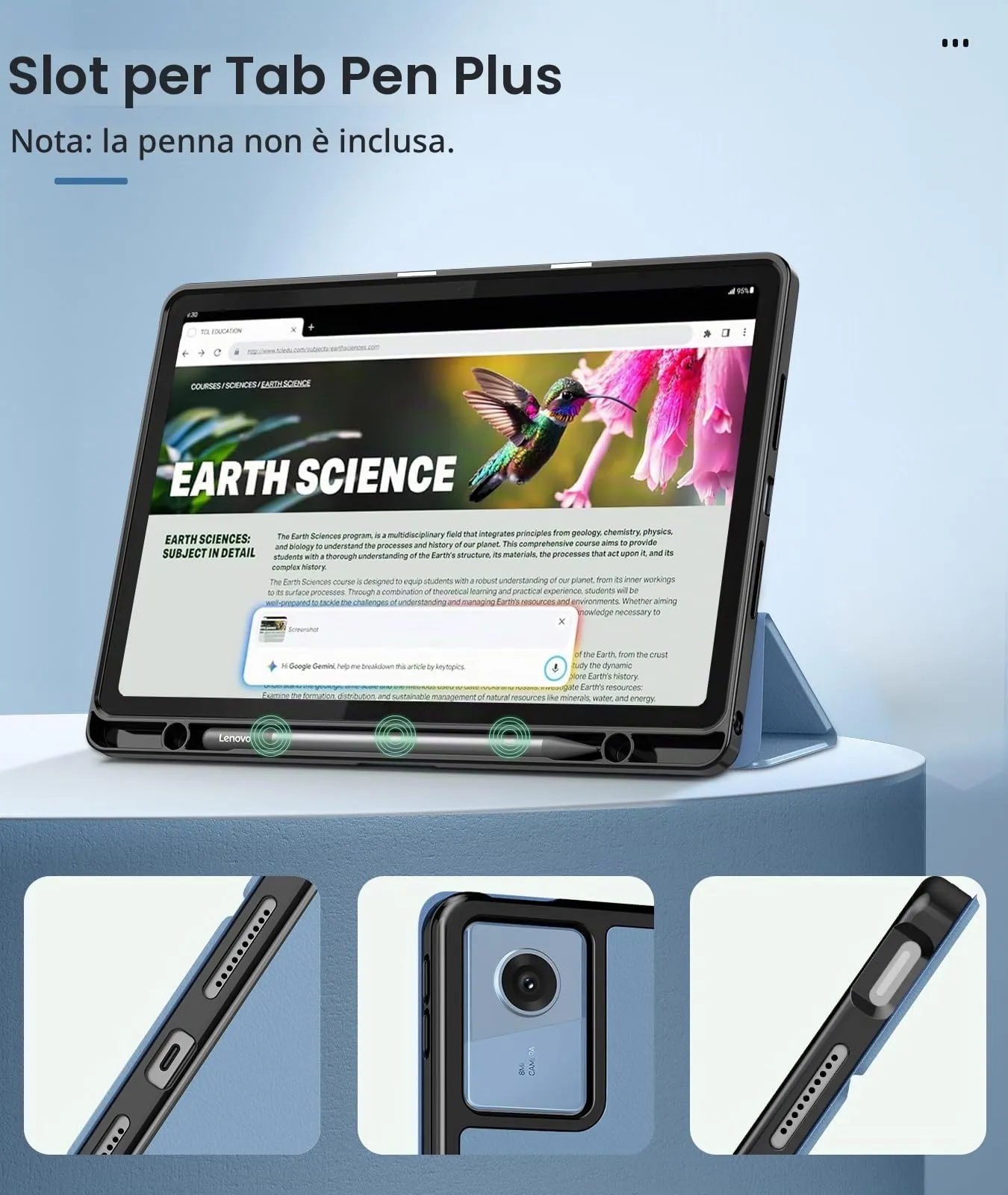 MoKo Cover per Lenovo Idea Tab 11 2025 con Porta Penna, Polar Blue - immagine 4