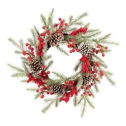 Corona Natale Pigne e bacche (50cm) 092295 - immagine 1