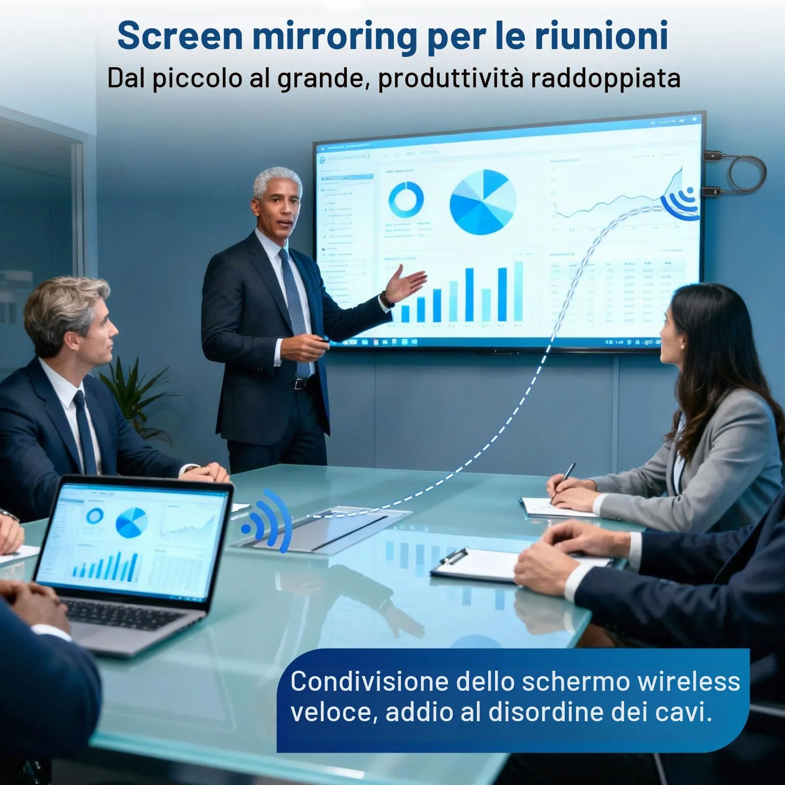 HDMI Wireless Trasmettitore,Cavo HDMI Senza Fili Con Miracast,Plug & Play - immagine 3
