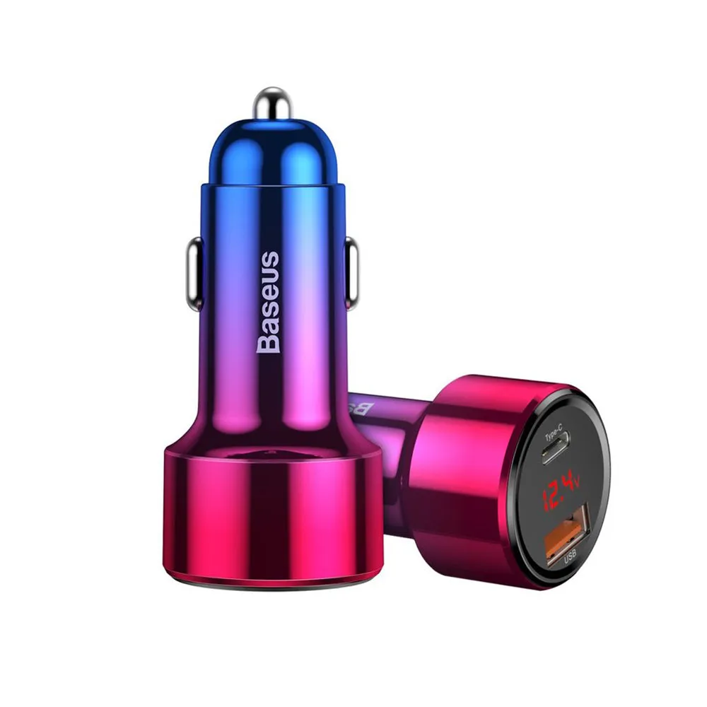 Caricabatterie Auto Baseus Magic Display Series, 45W, 5A, 1 x USB-A - 1 x USB-C, Multicolore CCMLC20C-09 - immagine 1