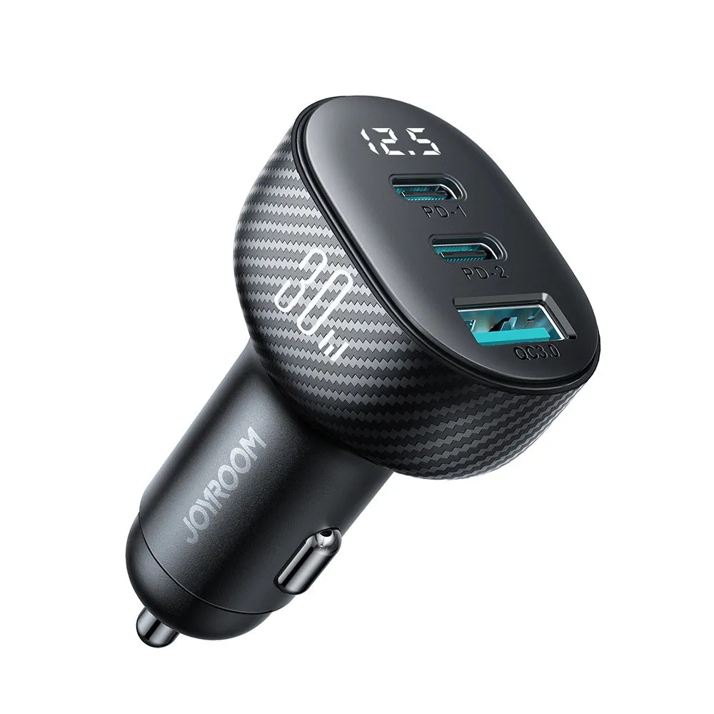 Caricabatterie Auto Joyroom JR-CCD04, 30W, 3A, 1 x USB-A - 2 x USB-C, Nero - immagine 1
