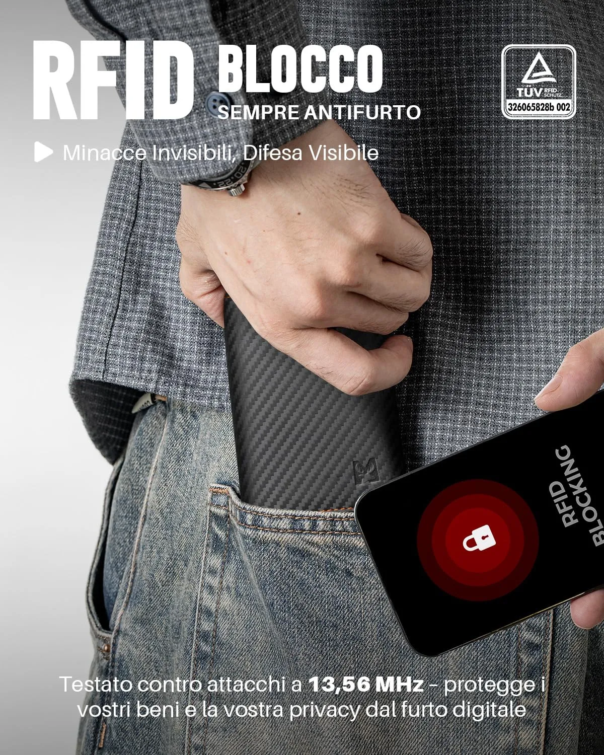 MYSHION Portafoglio Pop-Up da Uomo con Tasca per Monete, Portafoglio Trifold con Finestra ID, Porta Carte RFID Intelligente con 6 Scomparti per Fino a 11 Carte (Arancione Carbon) - immagine 6