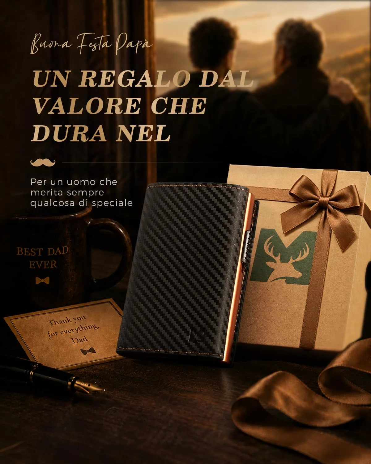 MYSHION Portafoglio Pop-Up da Uomo con Tasca per Monete, Portafoglio Trifold con Finestra ID, Porta Carte RFID Intelligente con 6 Scomparti per Fino a 11 Carte (Arancione Carbon) - immagine 9