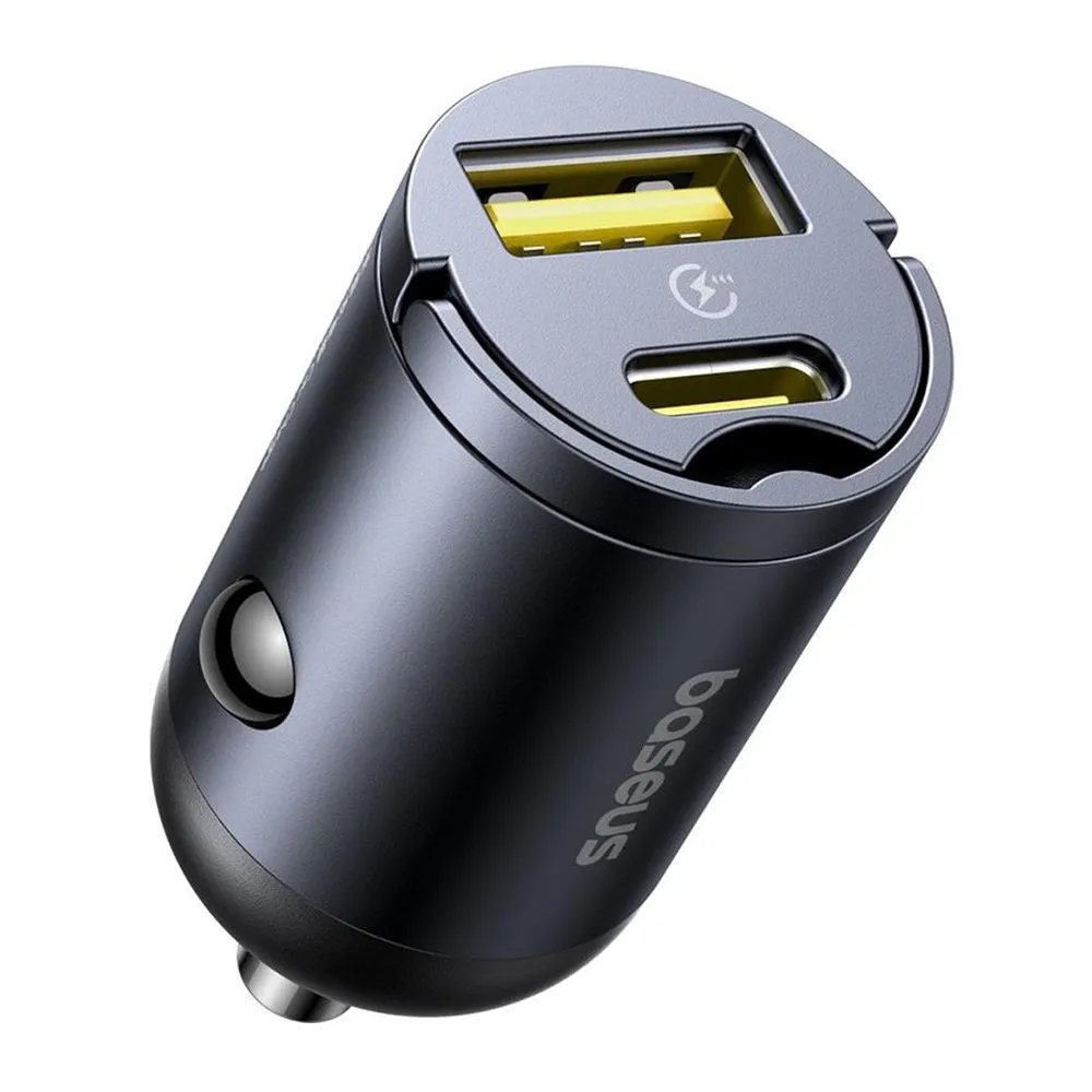 Caricabatterie Auto Baseus Tiny Star, 30W, 3A, 1 x USB-A - 1 x USB-C, Nero C00035001121-02 - immagine 1