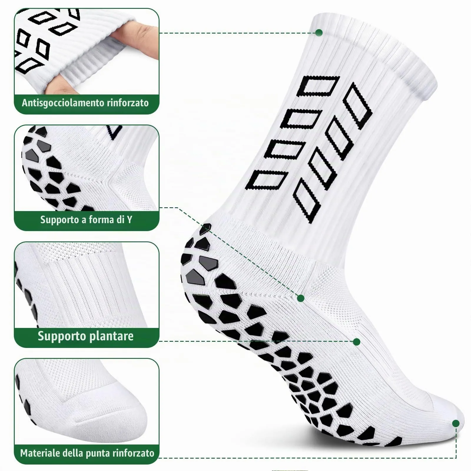 Calze Antiscivolo Calcio Uomo 37-45 Calzini Grip Socks per Football Running - immagine 3