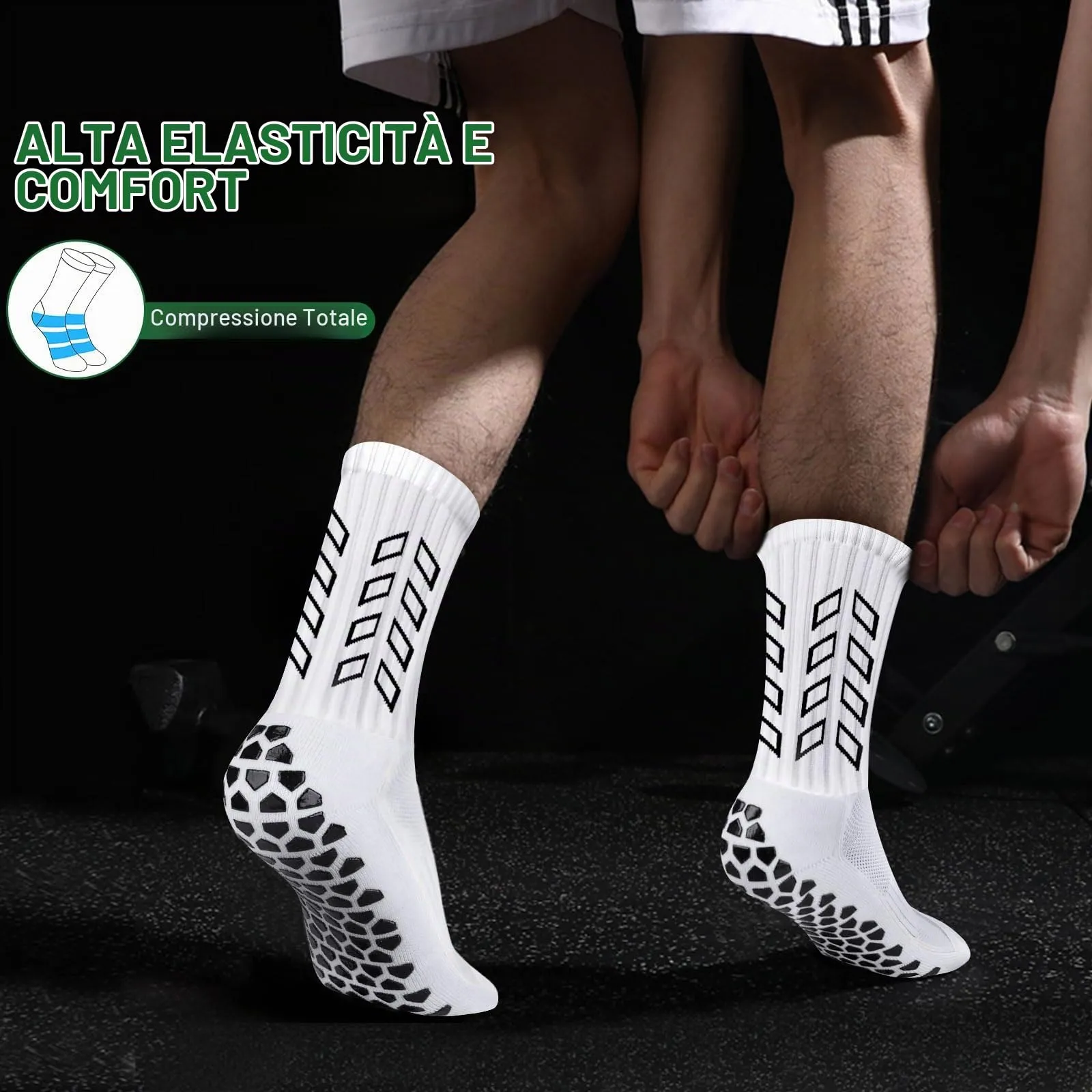 Calze Antiscivolo Calcio Uomo 37-45 Calzini Grip Socks per Football Running - immagine 5