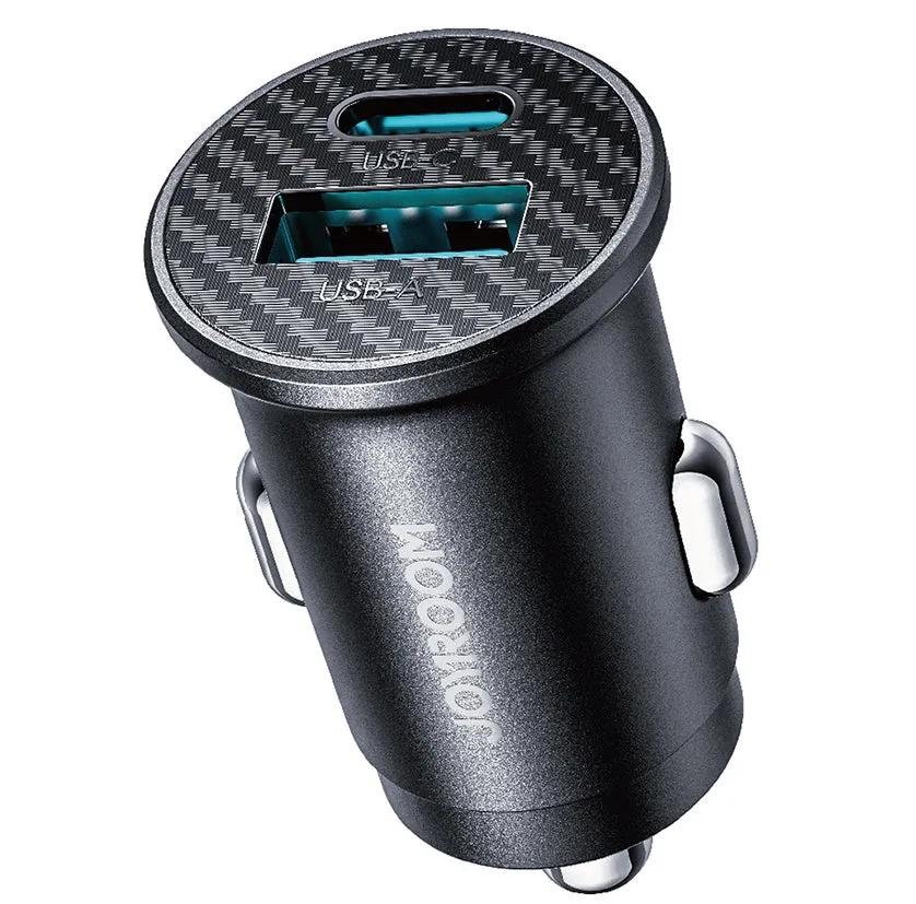Caricabatterie Auto Joyroom JR-CCN16 Mini, 12W, 2.4A, 1 x USB-A - 1 x USB-C, Nero - immagine 1