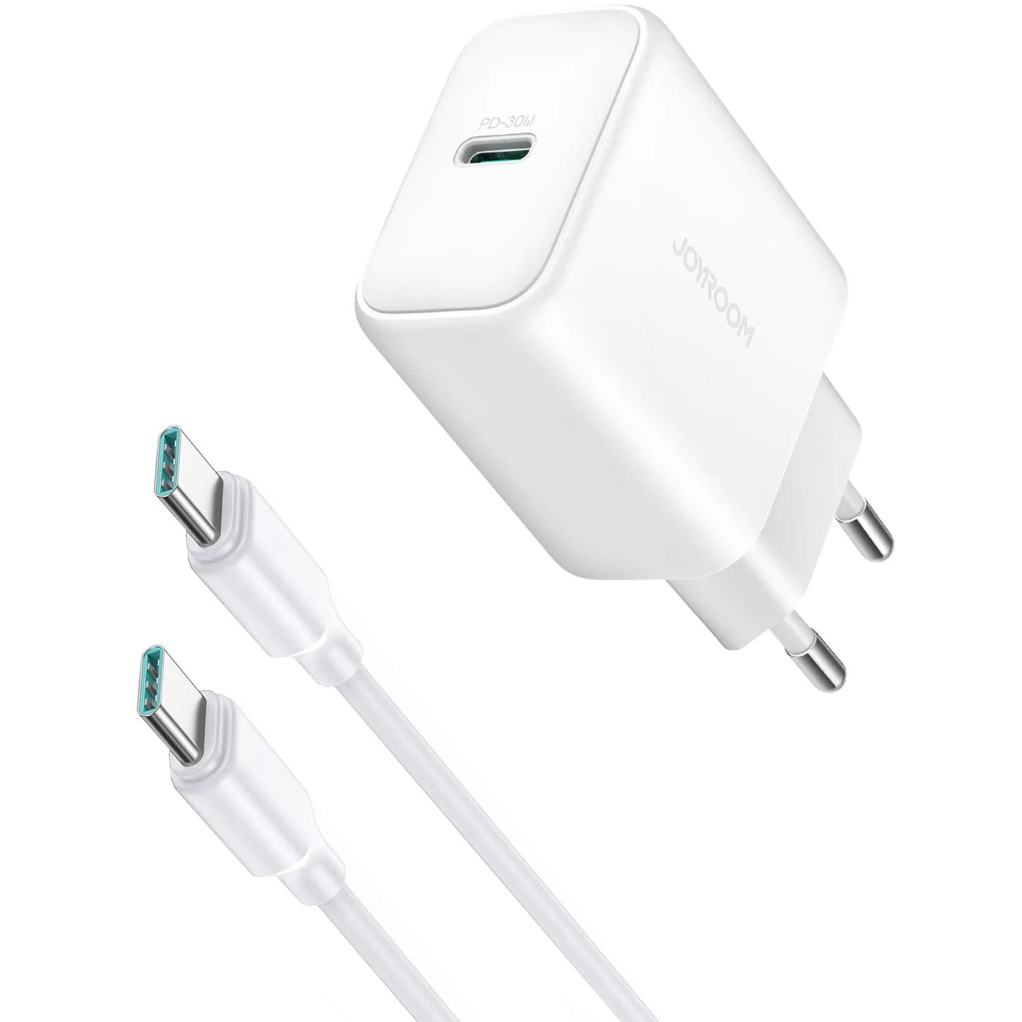 Caricabatterie Rete con Cavo USB-C Joyroom JR-TCF24, 30W, 3A, 1 x USB-C, Bianco - immagine 1