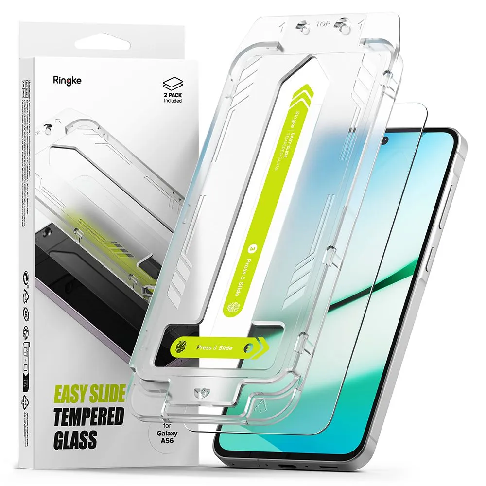 Pellicola protettiva Schermo Ringke Easy Slide per Samsung Galaxy A56 A566, Vetro Temperato, Full Glue, Set 2 pezzi - immagine 1