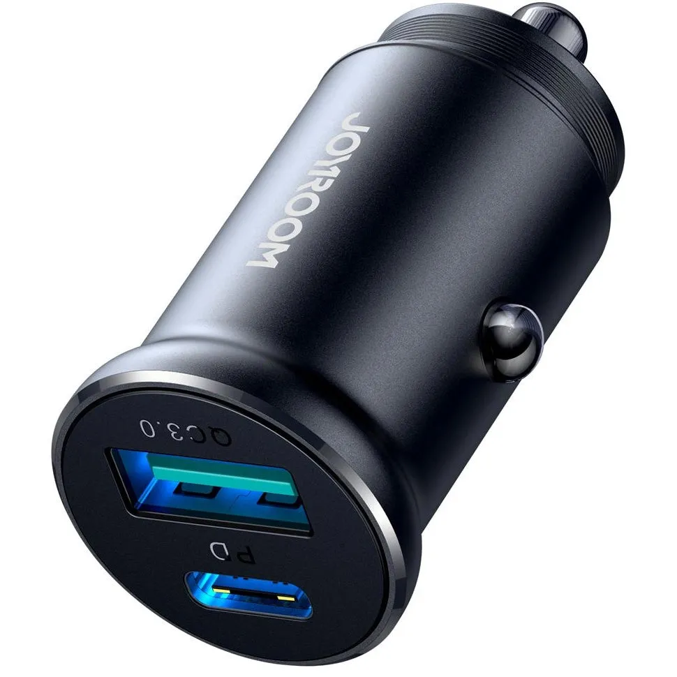 Caricabatterie Auto Joyroom JR-CCN05, 30W, 3A, 1 x USB-A - 1 x USB-C, Nero - immagine 1