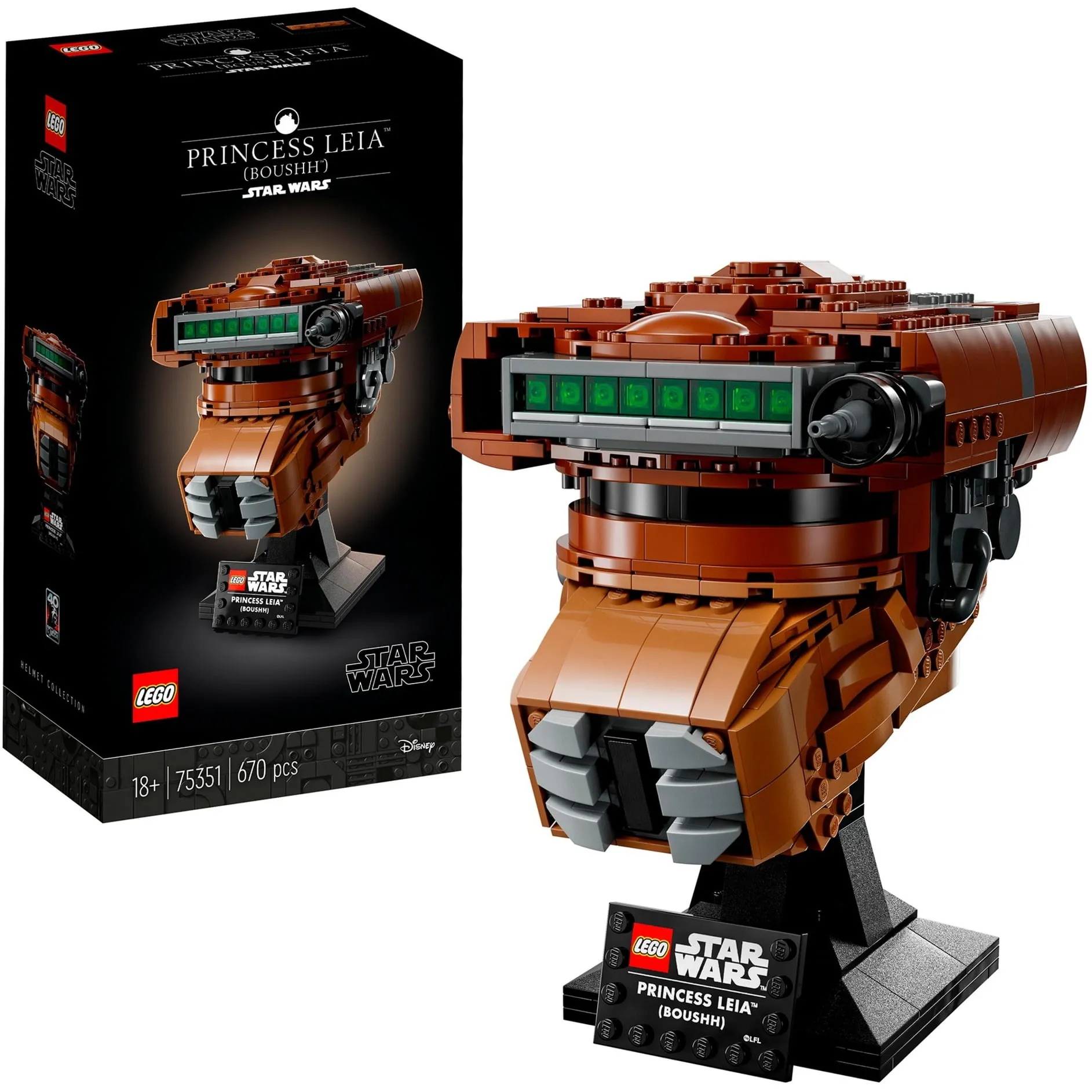 Star Wars 75351 Casco della Principessa Leia (Boushh), Serie Caschi 2023, Set del 40° Anniversario del Ritorno dello Jedi, Giochi di costruzione - immagine 1